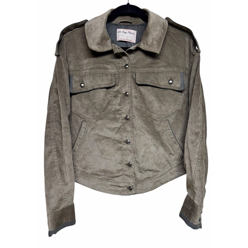 FREE PEOPLE We The Free Officer Velvet Jacket Gravel Stone Women's Size Small